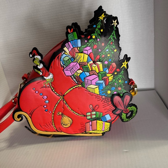 Loungefly Dr. Seuss How The Grinch Stole Christmas Crossbody Bag Grinch Sleigh - Picture 1 of 7